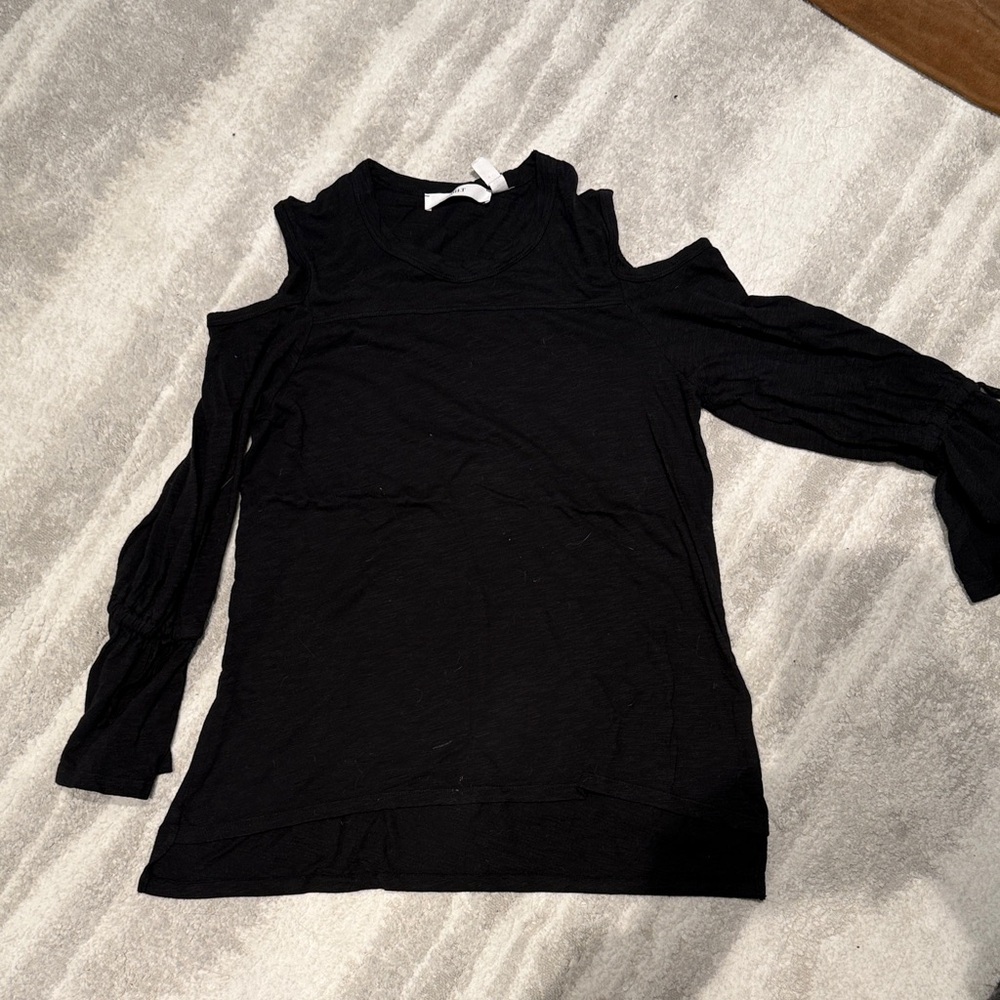 Wilt Black Cold Shoulder Long Sleeve Top